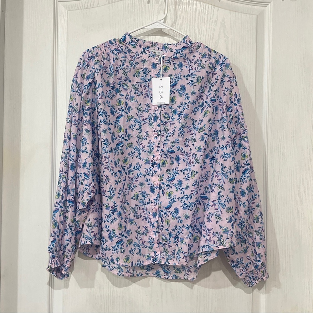 FINAL PRICE NWT Jessica Simpson Pink and Blue Floral Blouse